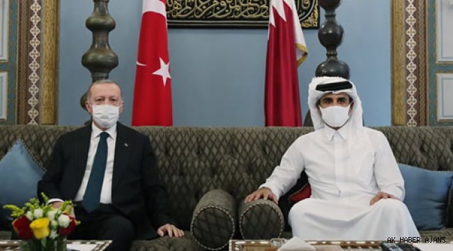 Cumhurbaşkanı Erdoğan, Katar Emiri Şeyh Temim ile görüştü